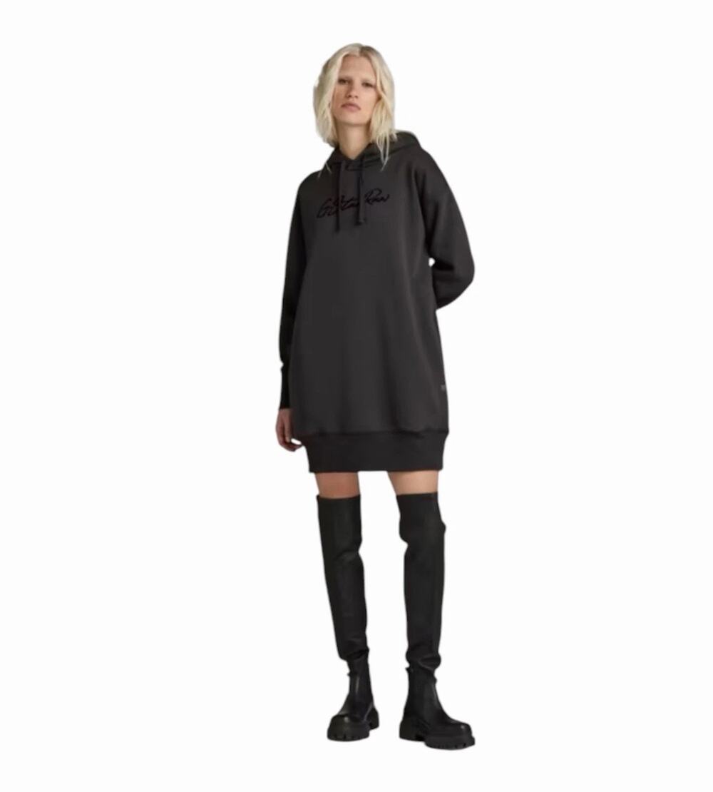 G-Star RAW Black Logo Hoodie Sweatshirt Dress NWT Women’s Extra Small Streetwear